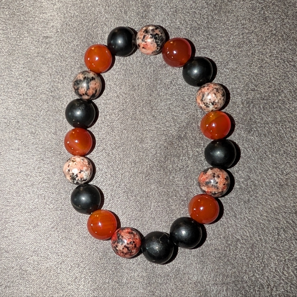 Shungite, Carnelian, And Jasper Bracelet - Picture 2 of 5